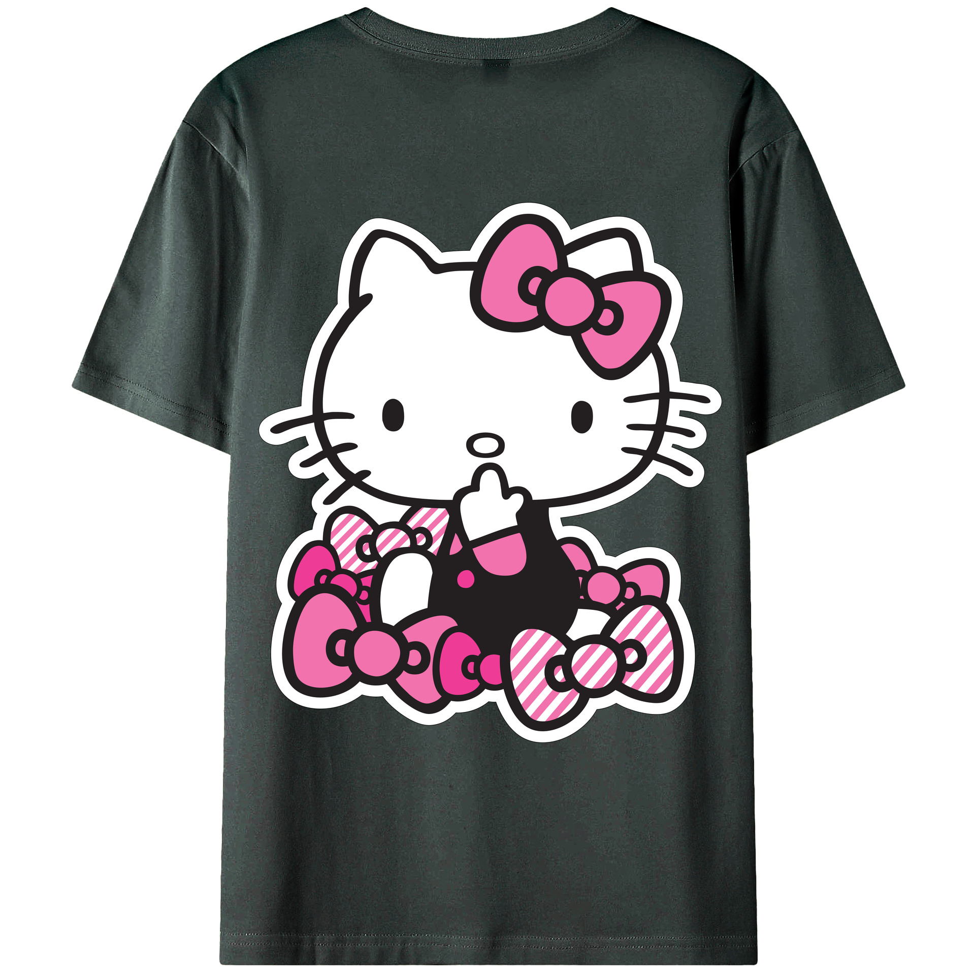 （画像用） Hello Kitty ハローキティ 綿100％ メンズ半袖Tシャツ（バックプリント） 通気性
